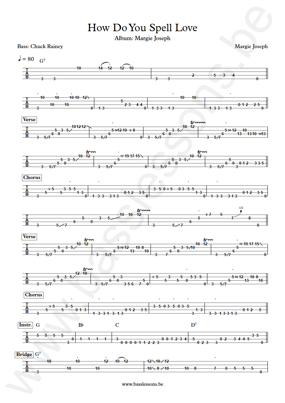 Margie Joseph How Do You Spell Love Chuck Rainey Bass Tab