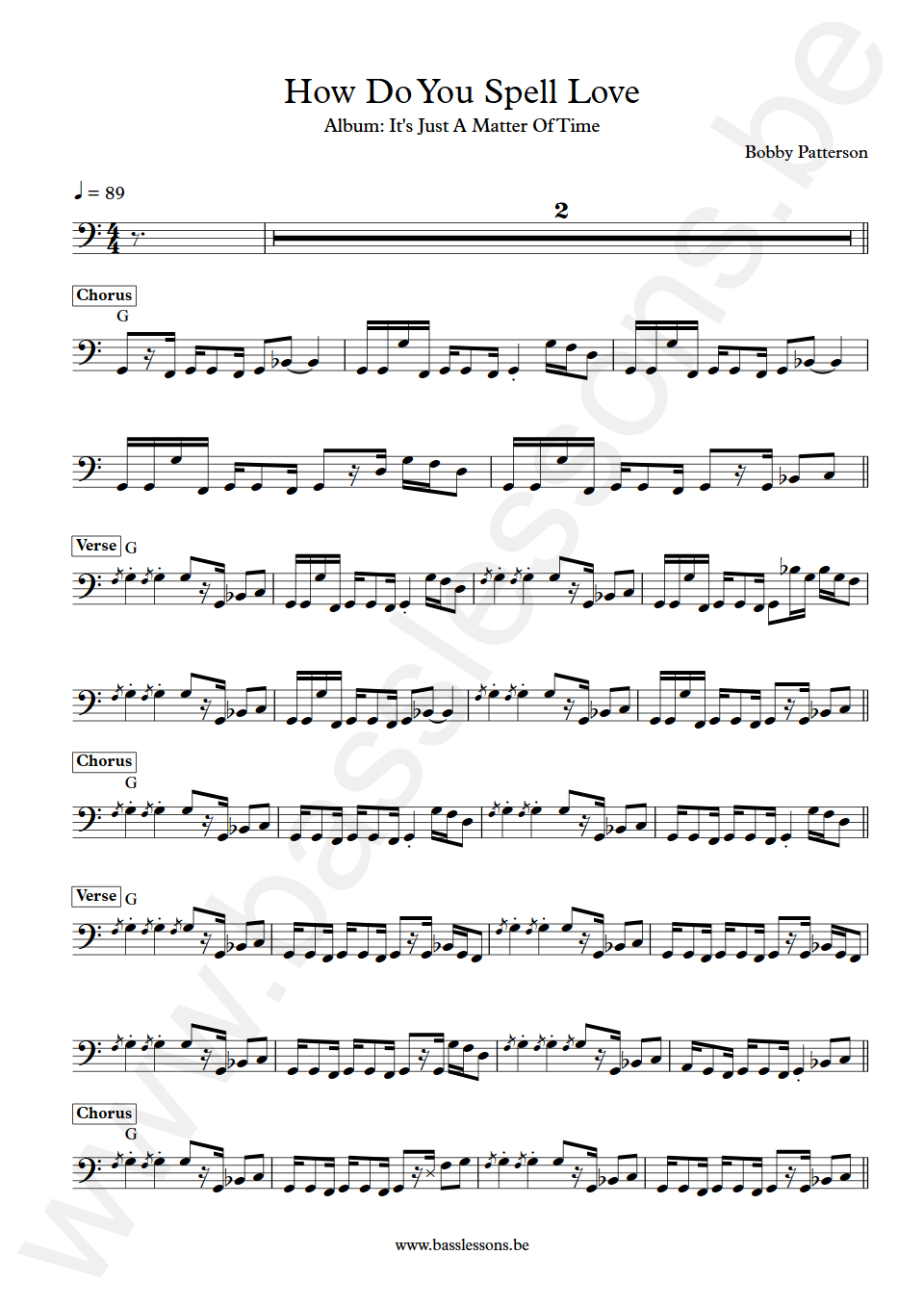 Bobby Patterson How Do You Spell Love Bass Transcription