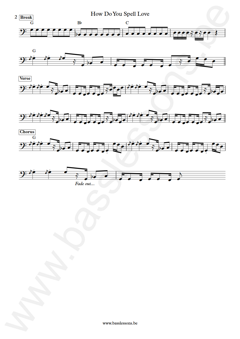 Bobby Patterson How Do You Spell Love Bass Transcription part 2