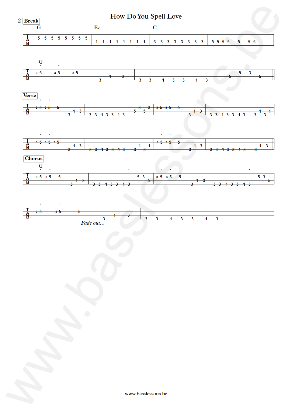 Bobby Patterson How Do You Spell Love Bass Tab part 2