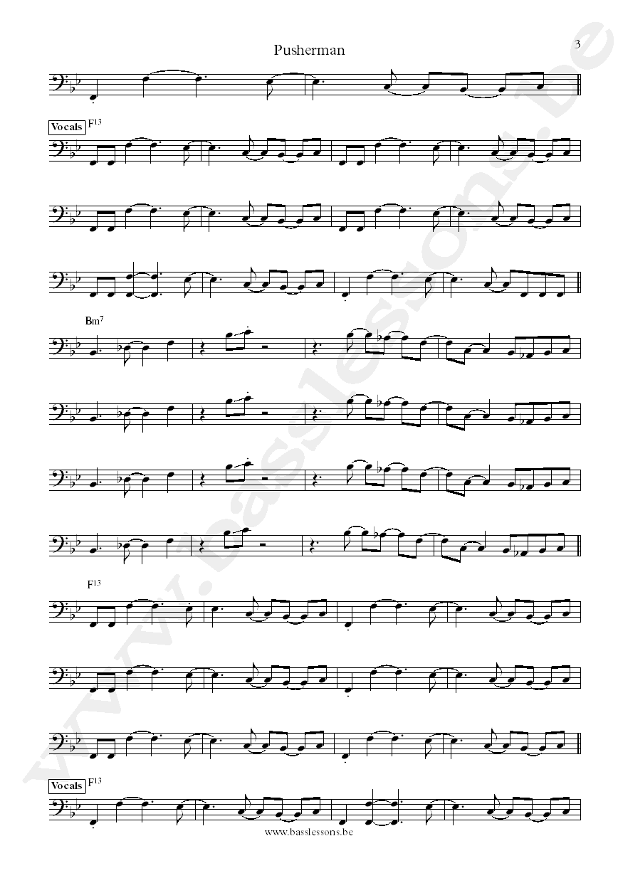 Curtis Mayfield Pusherman Joseph Lucky Scott bass transcription part 3