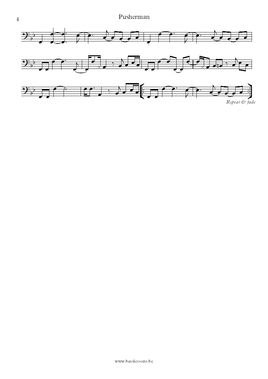 Curtis Mayfield Pusherman Joseph Lucky Scott bass transcription part 4