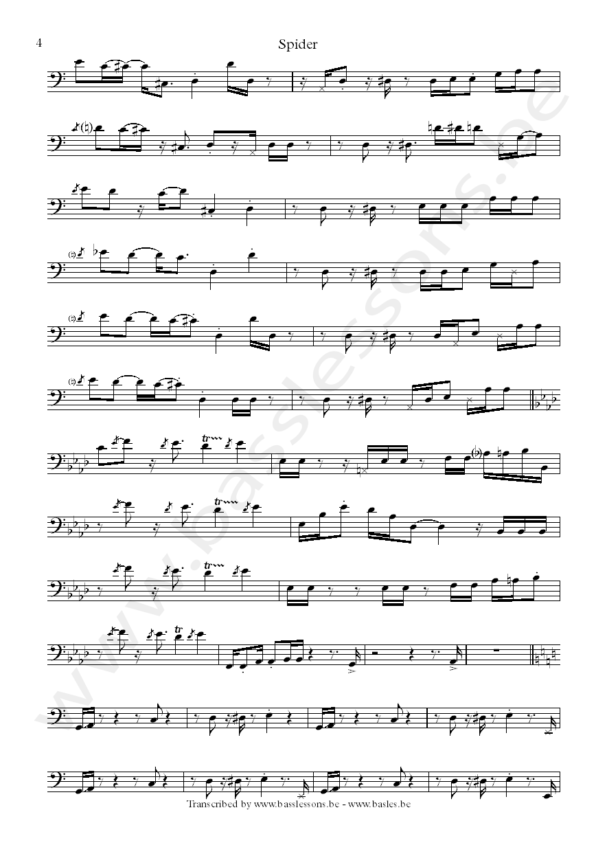 Spider bass transcription