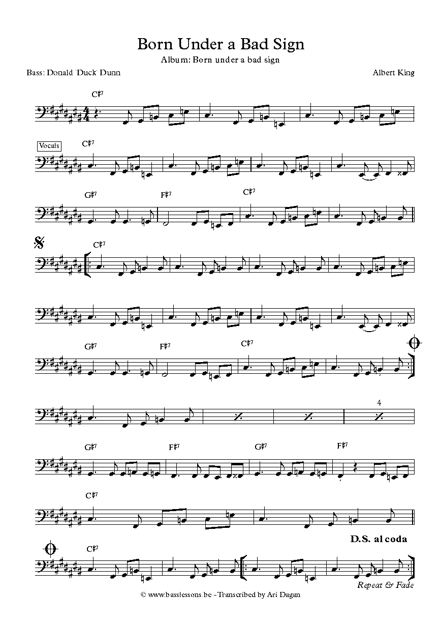 Born under a bad sign bass transcription