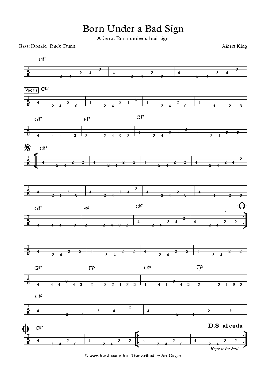 Born under a bad sign donald duck dunn tab