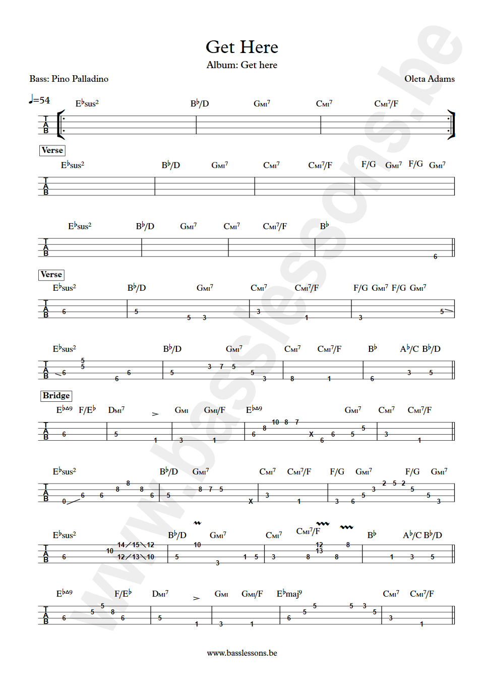 Oleta Adams get here Pino Palladino bass tab