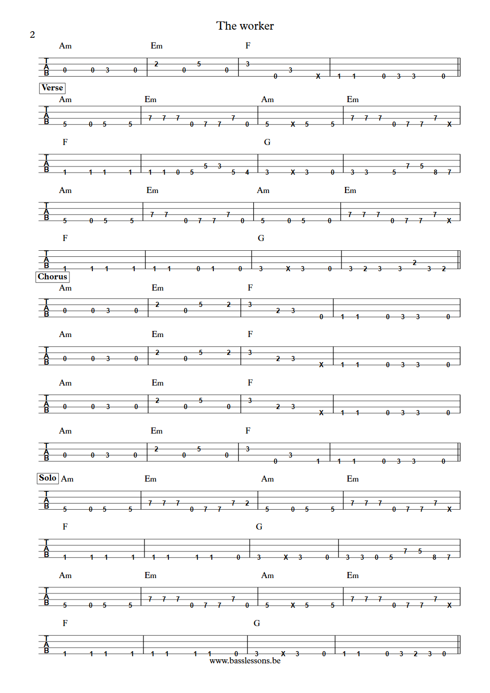 Fischer-Z The Woker David Graham bass tab part 2