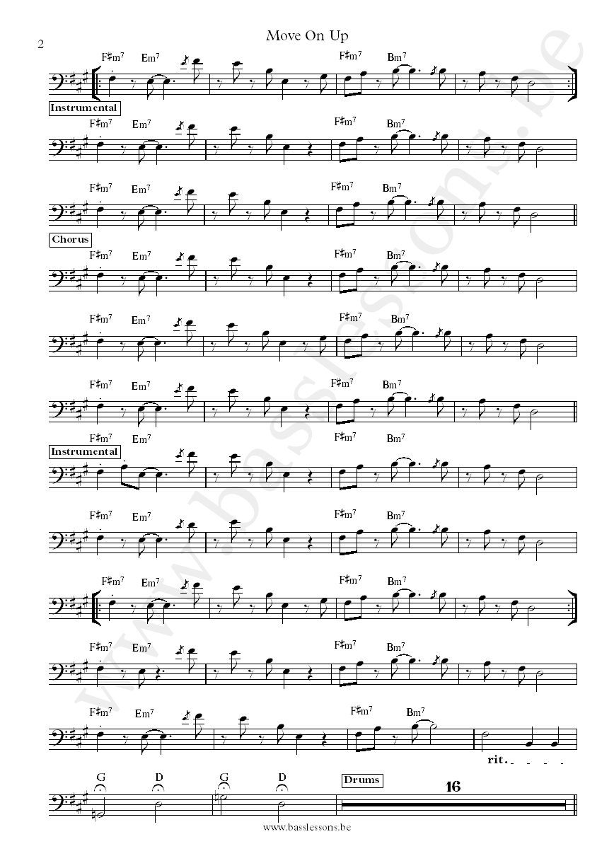Curtis Mayfield Move on Up bass transcription part 2
