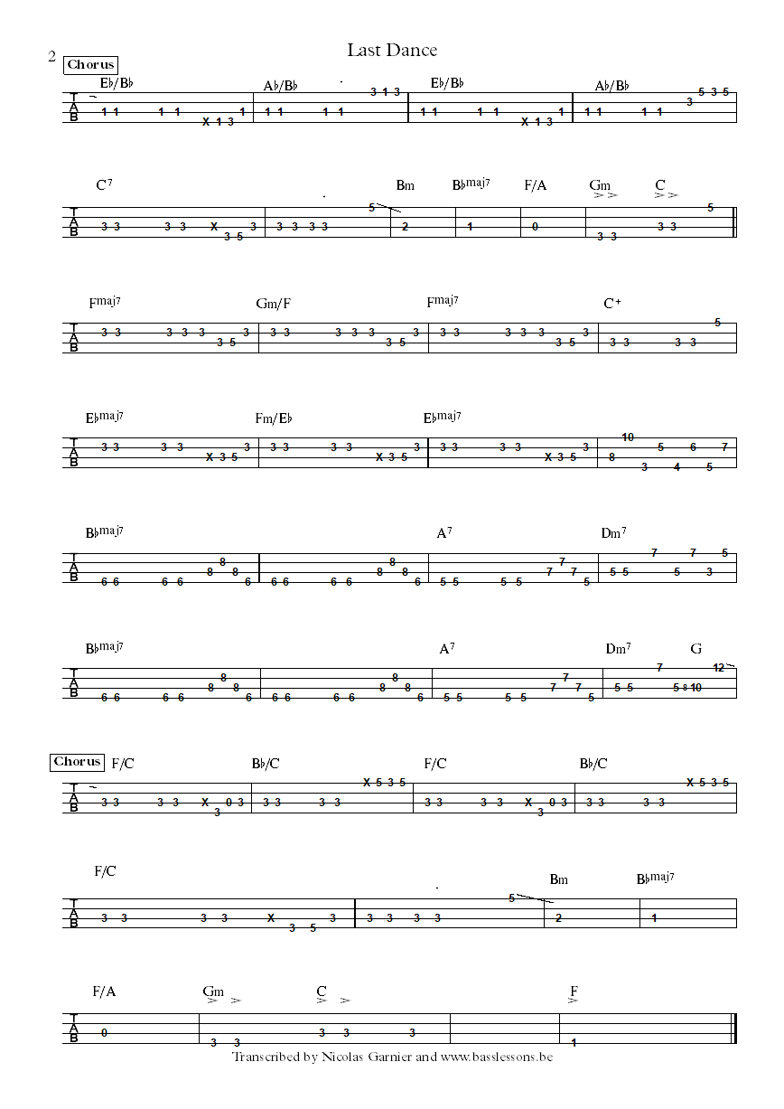 Donna Summer Last Dance Bass tab part 2