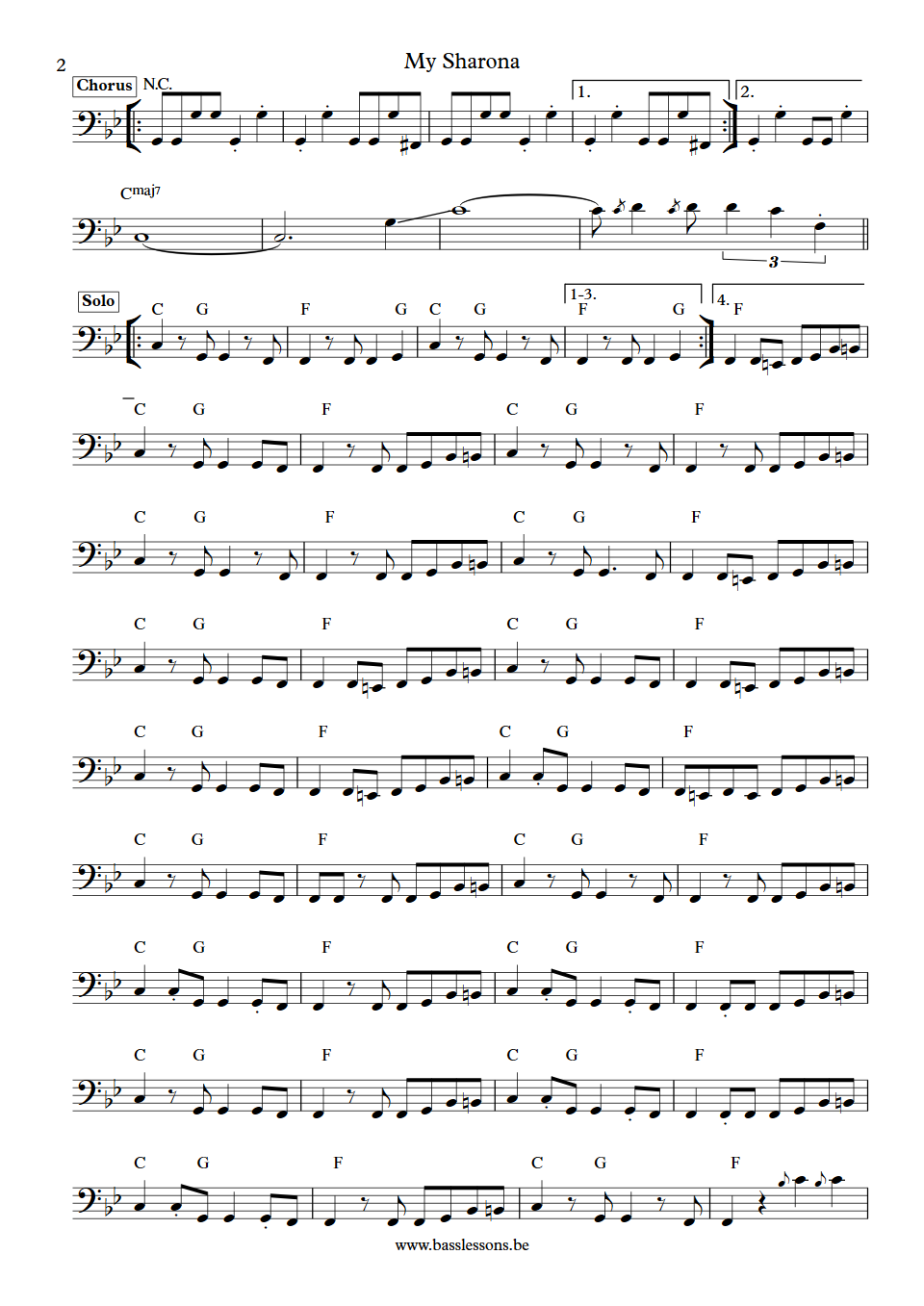 The knack My sharona Prescott Niles bass transcription part 2