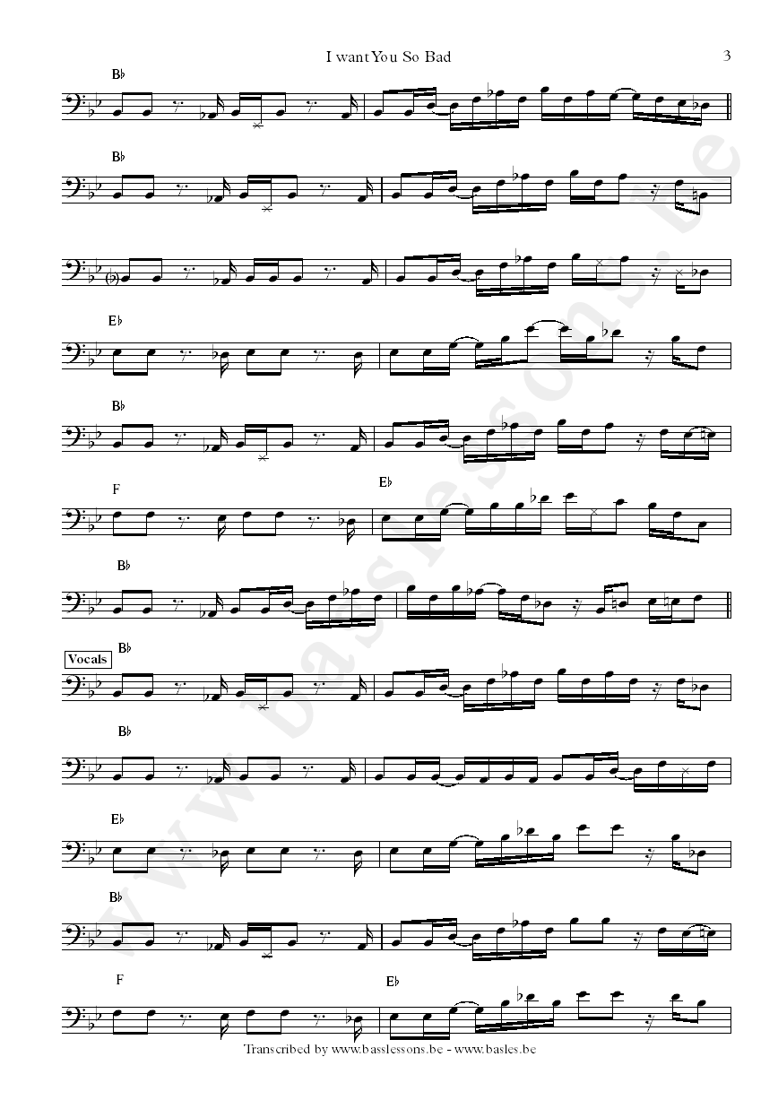 Jerry jemmott bass transcription