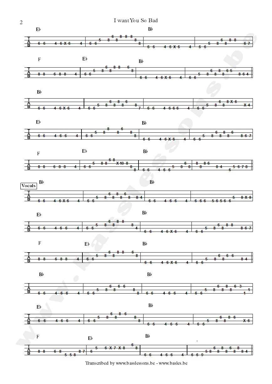B.B. King I want you so bad bass tab part 2