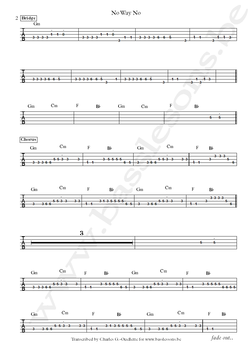 Magic! ben spivak bass tab No Way No part 3