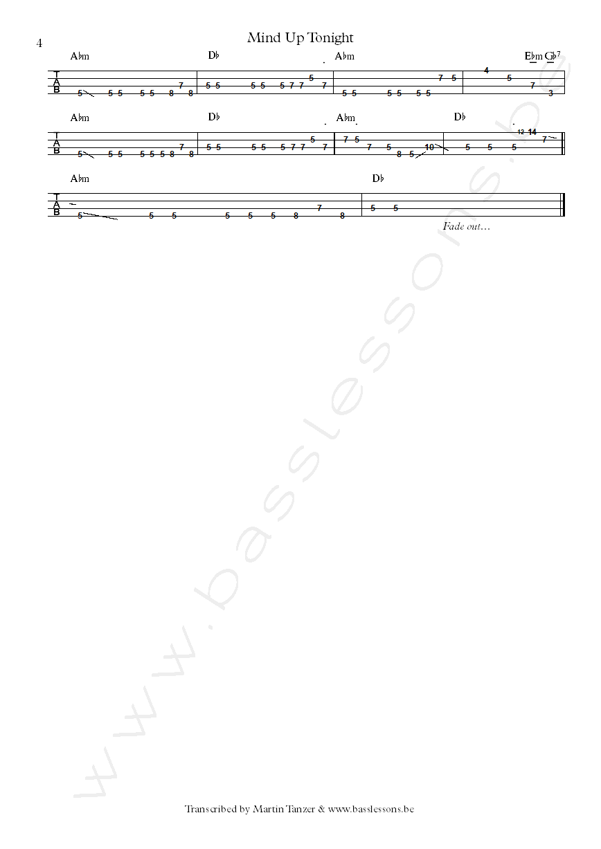 Melba Moore mind up tonight bass tab part 4