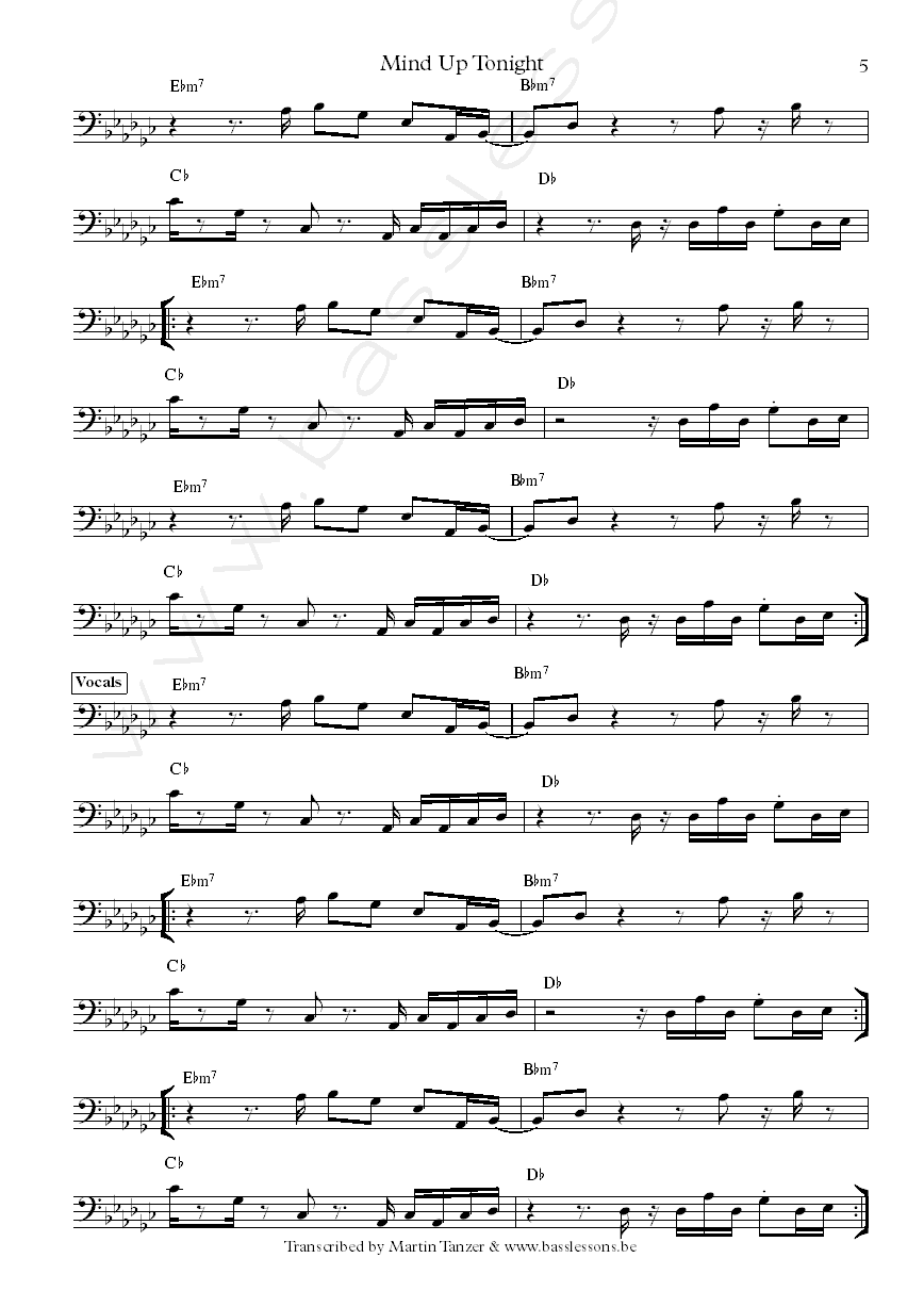 Melba Moore mind up tonight bass transcription part 5