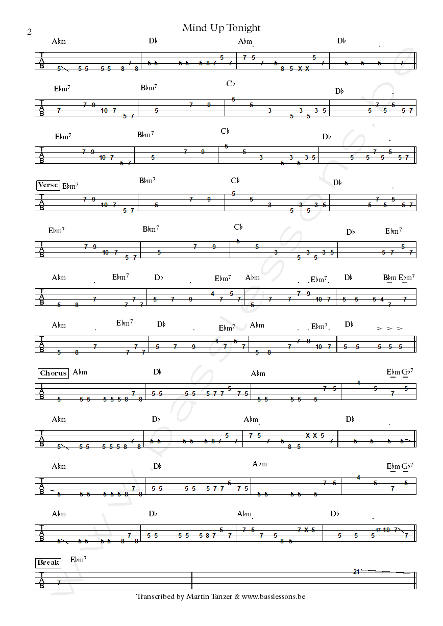 Melba Moore mind up tonight bass tab part 2