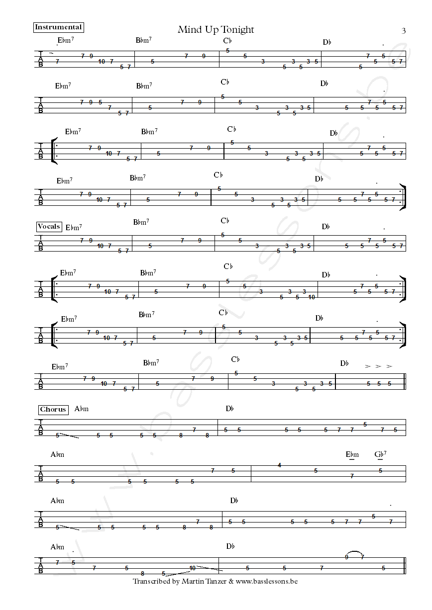 Melba Moore mind up tonight bass tab part 3