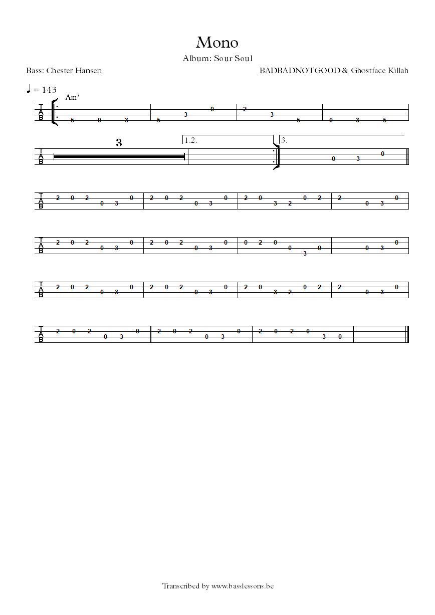 BADBADNOTGOOD - Ghostface Killah - Mono Bass line