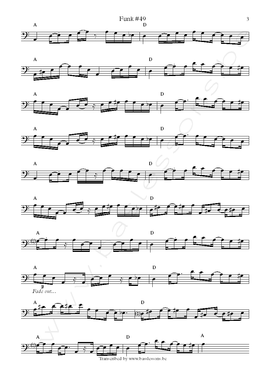 James Gang Funk 49 bass transcription Dale Peters part 3