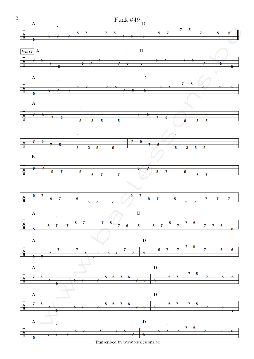 James Gang Funk 49 bass tab Dale Peters part 2