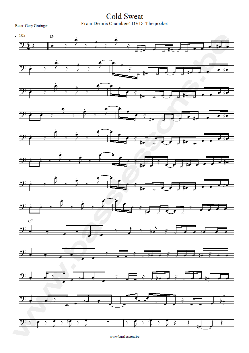 Cold sweat bass transcription