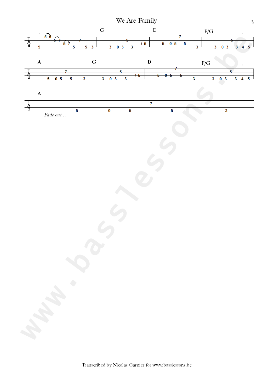 Bernard edwards bass transcription