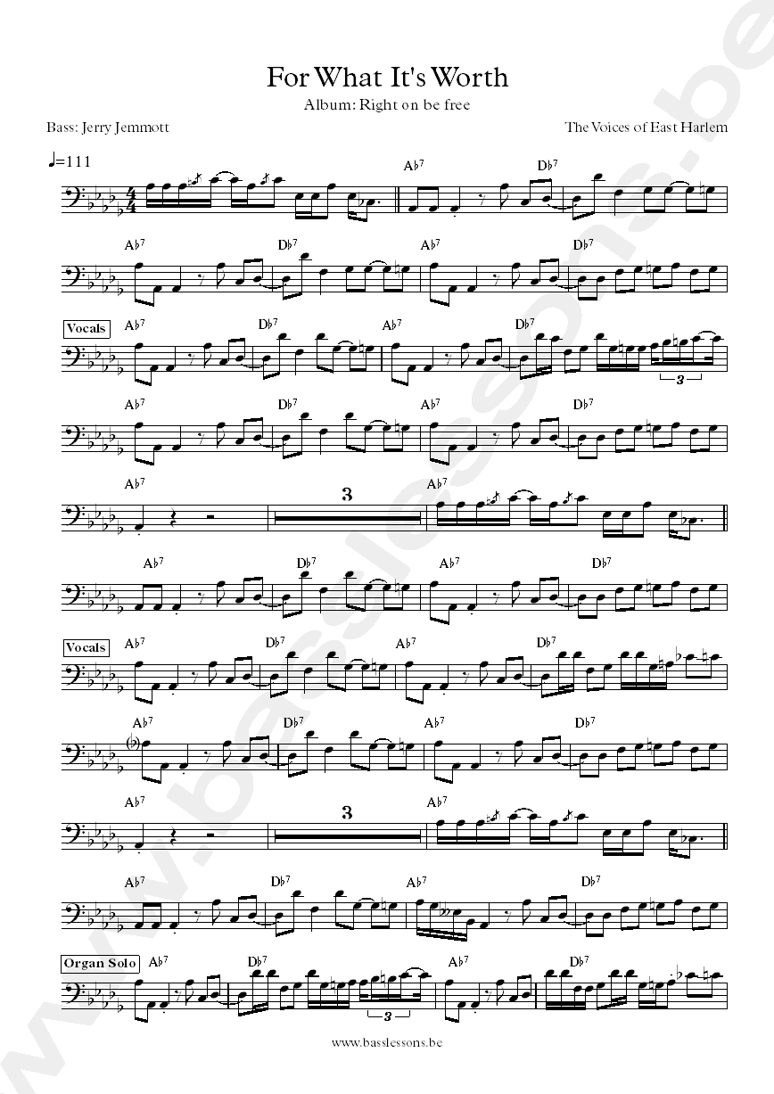 the voices of harlem - for what it's worth jerry jemmott bass transcription