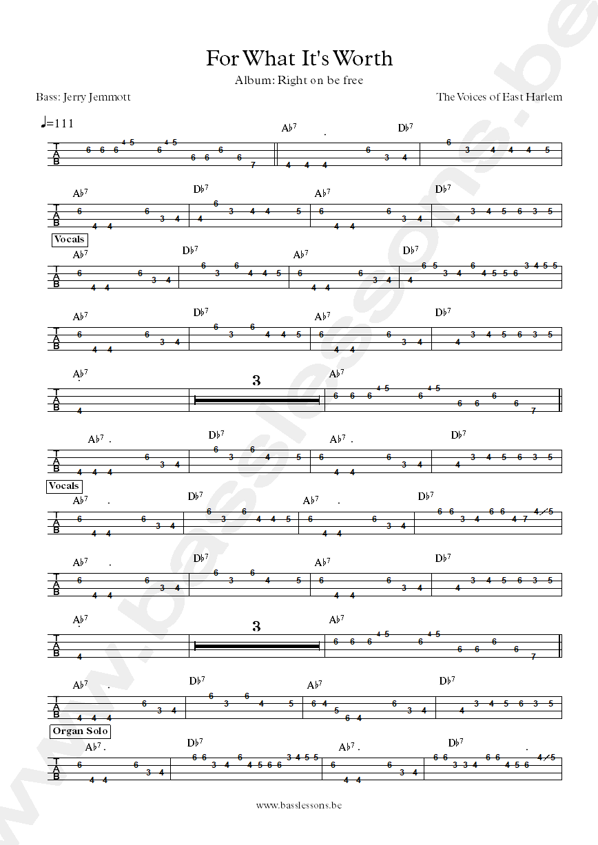 the voices of harlem - for what it's worth jerry jemmott bass tab