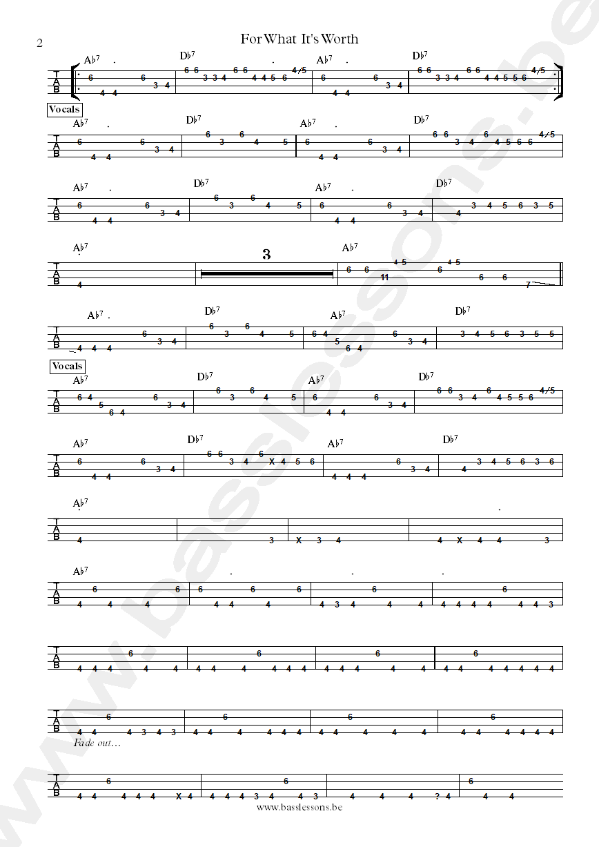 the voices of harlem - for what it's worth jerry jemmott bass tab part 2