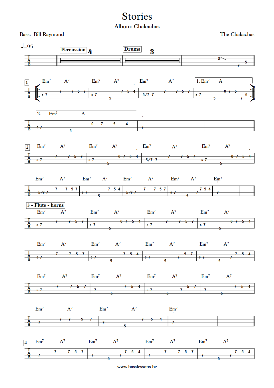 Chakachas bass tab