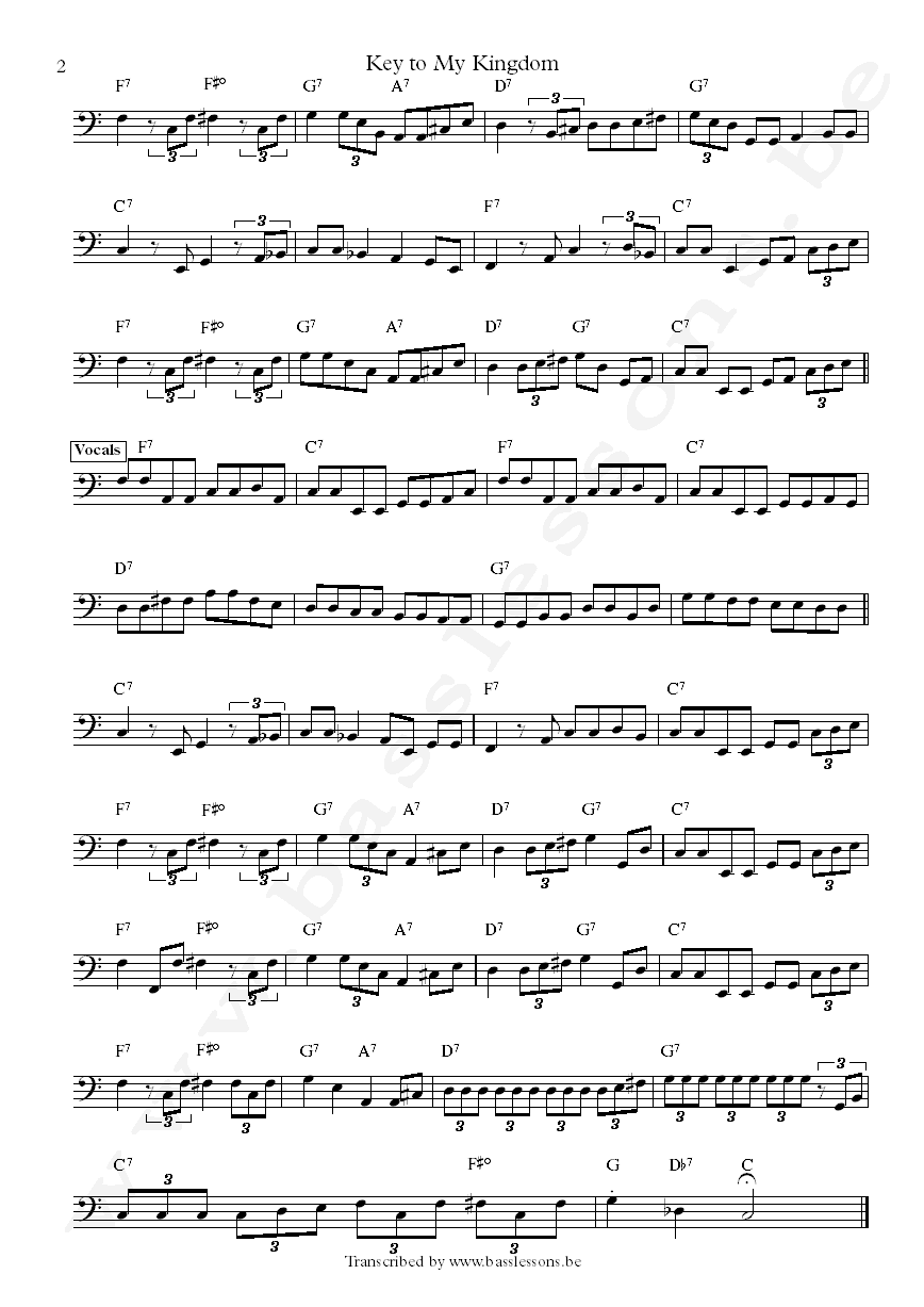 BB king key to my kingdom jerry jemmott bass transcription part 2