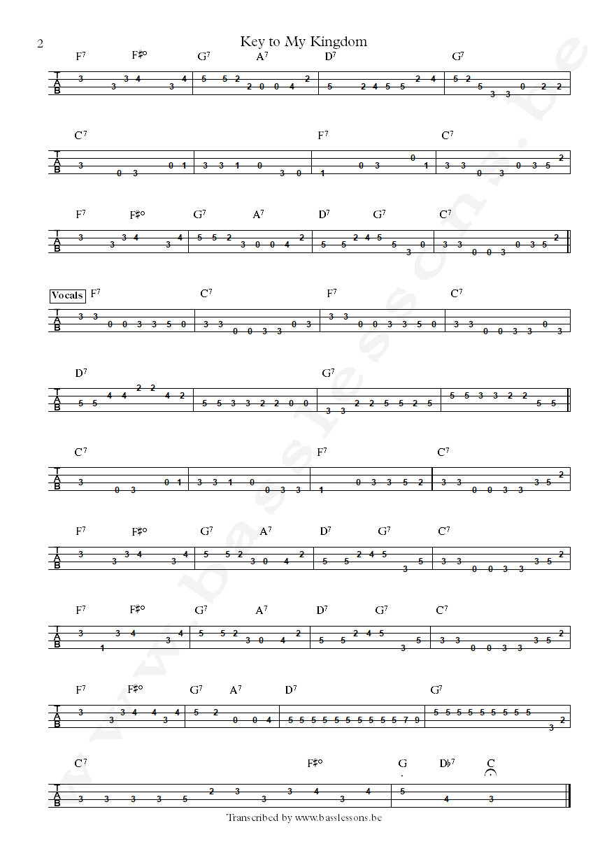 BB king key to my kingdom jerry jemmott bass tab part 2