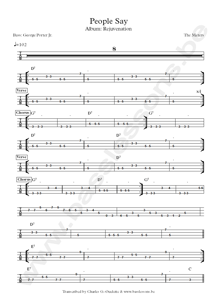 The meters people say bass tab