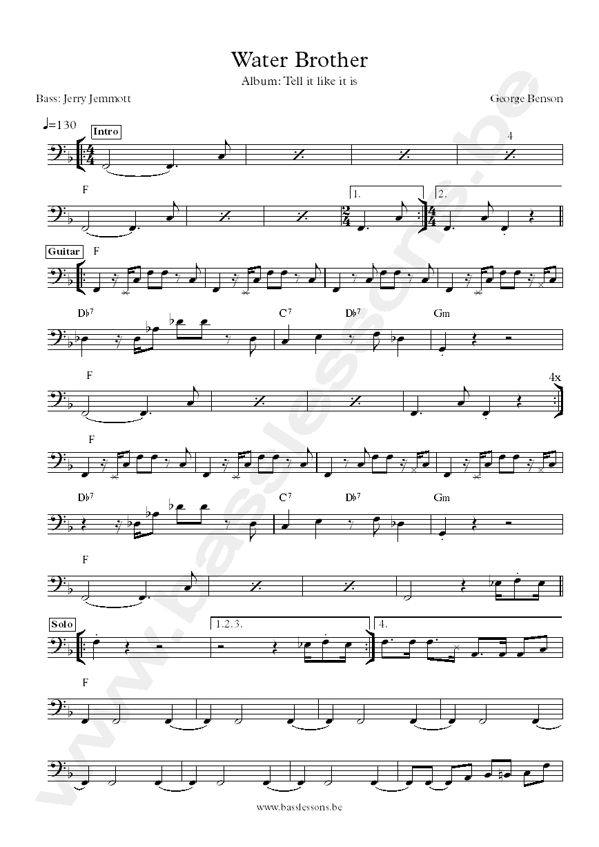 George Benson water brother jerry jemmott bass transcription