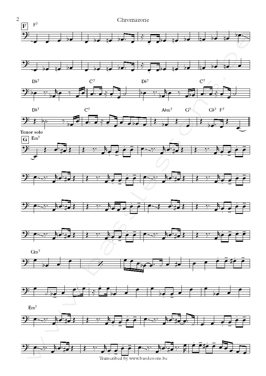Mike Stern chromazone bass transcription part 2