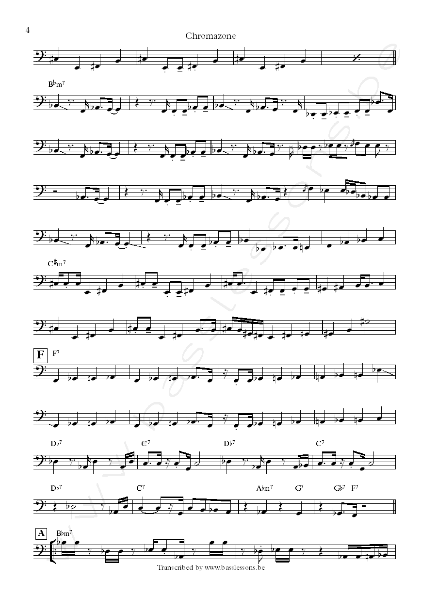 Mike Stern chromazone bass transcription part 4