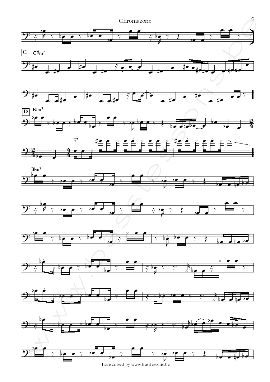 Mike Stern chromazone bass transcription part 5