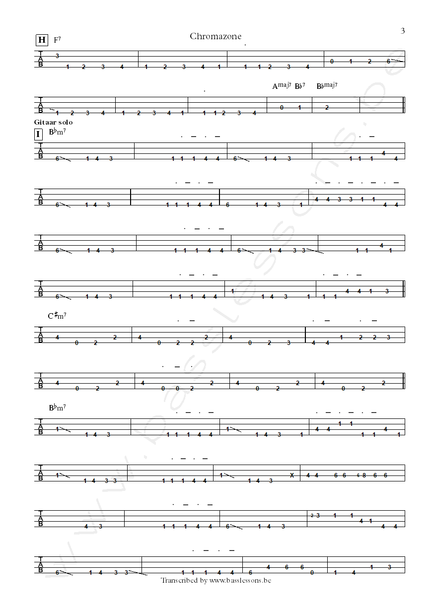 Mike Stern chromazone bass tab part 3