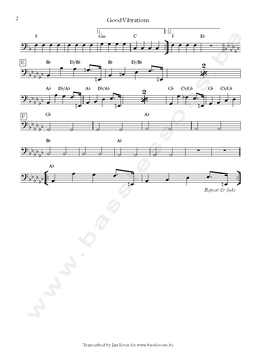 Good vibrations bass transcription