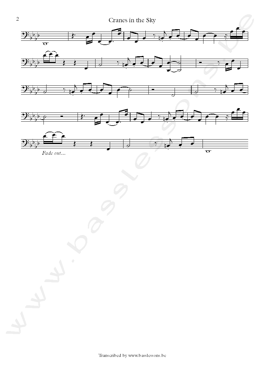 cranes in the sky sheet music
