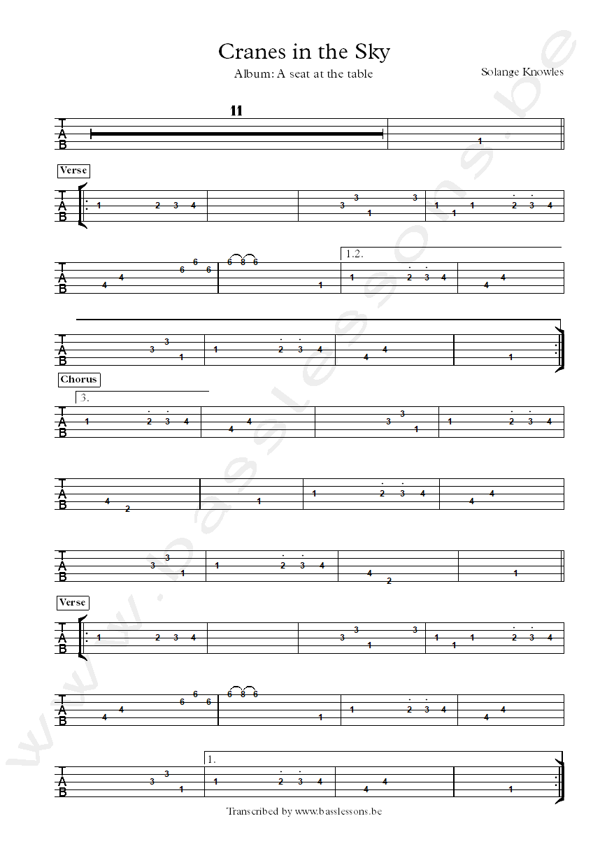 Solange knowles bass tab