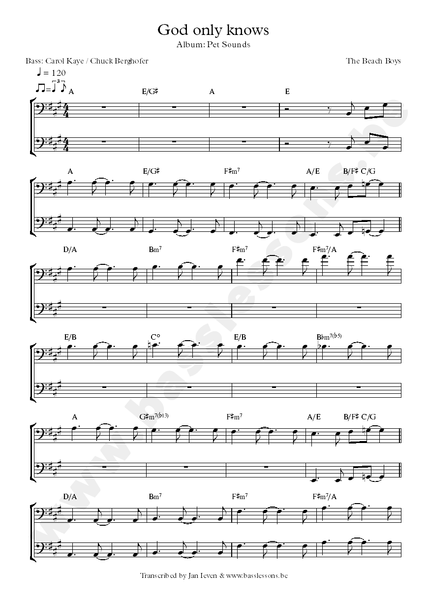 god only jnows bass transcription