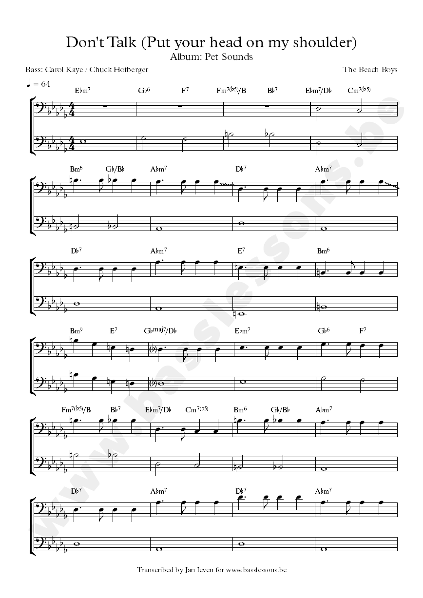 dont talk bass transcription