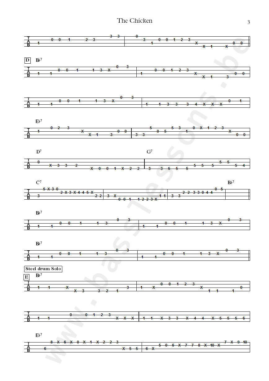 Jaco Pastorius the chicken bass tab part 3