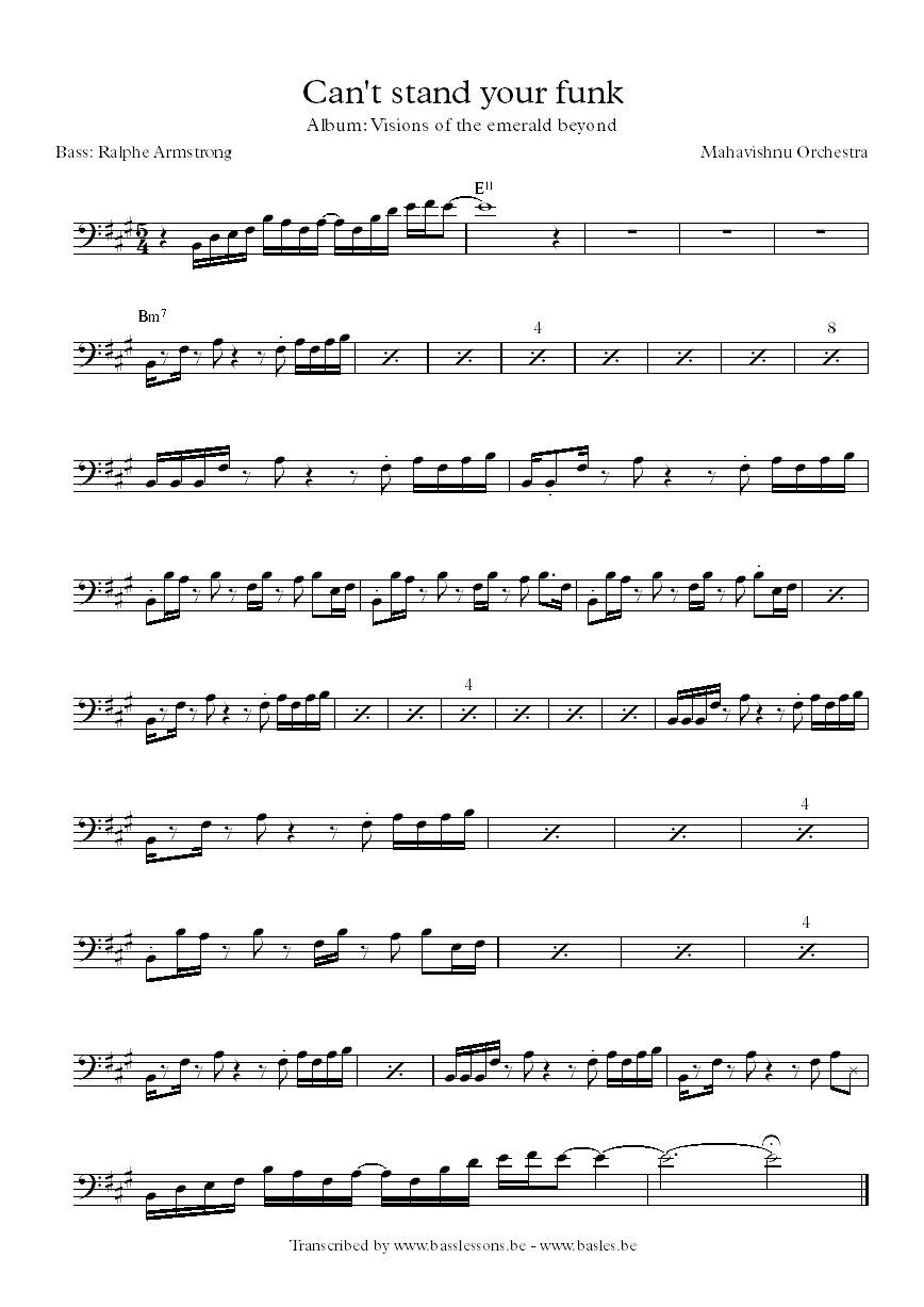 Mahavishnu Orchestra bass transcription