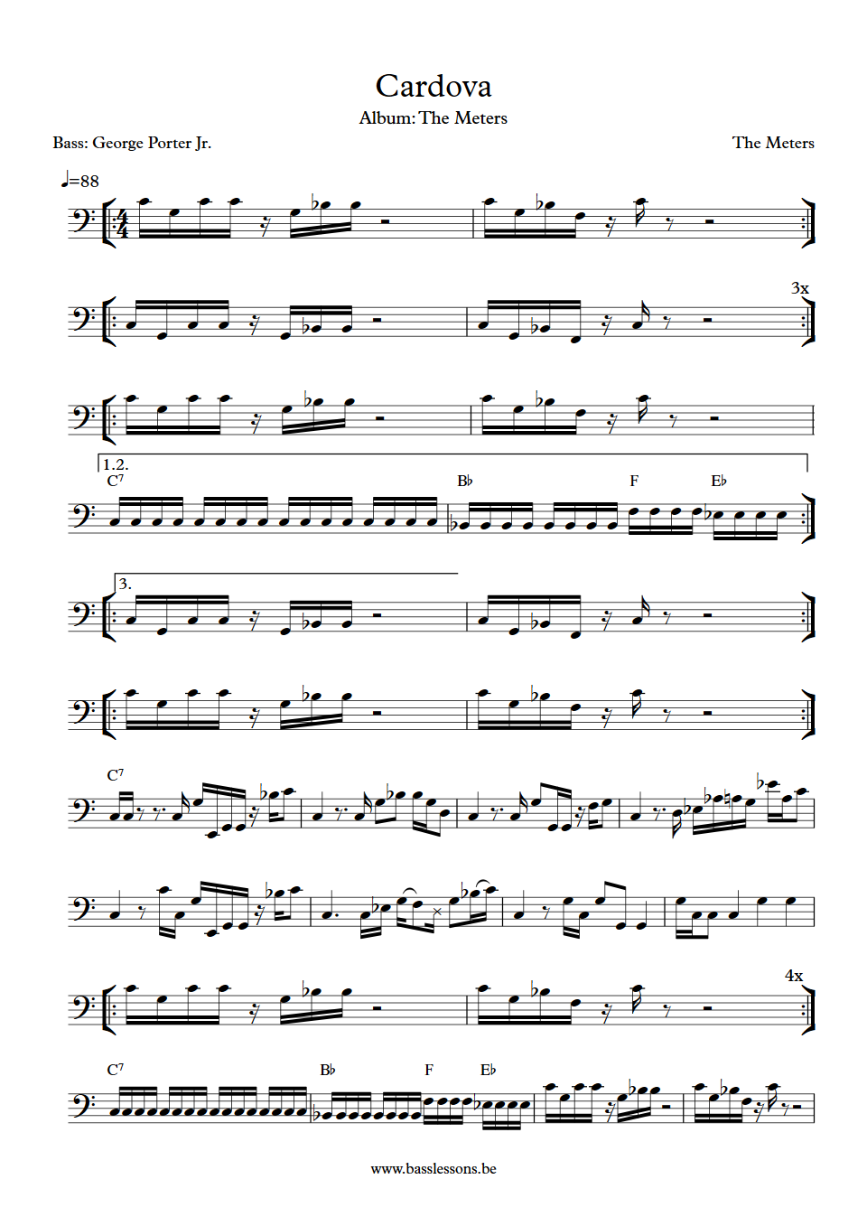 The meters cardova bass transcription