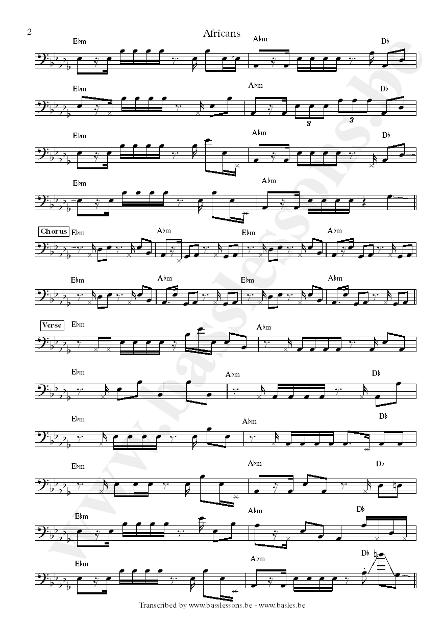 Nneka africans bass transcription part 2