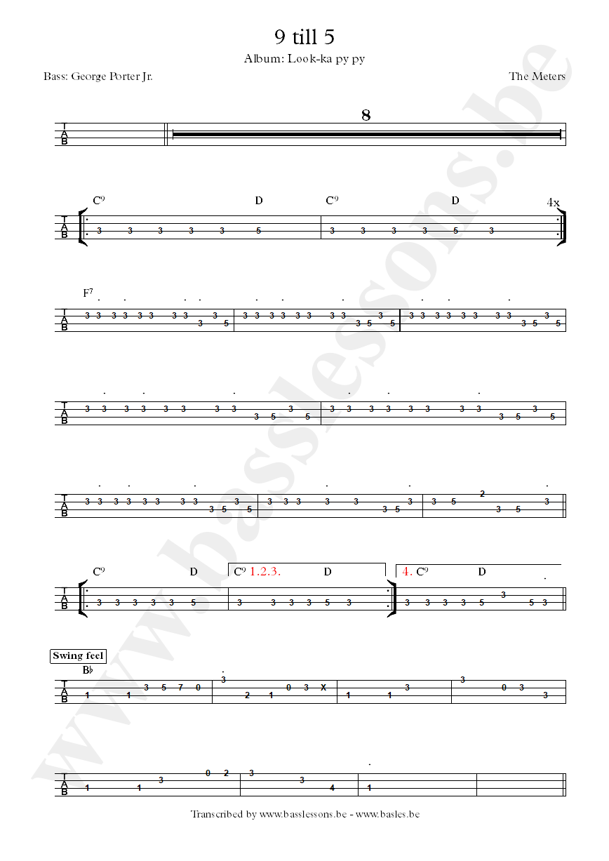 The meters 9 till 5 bass tab