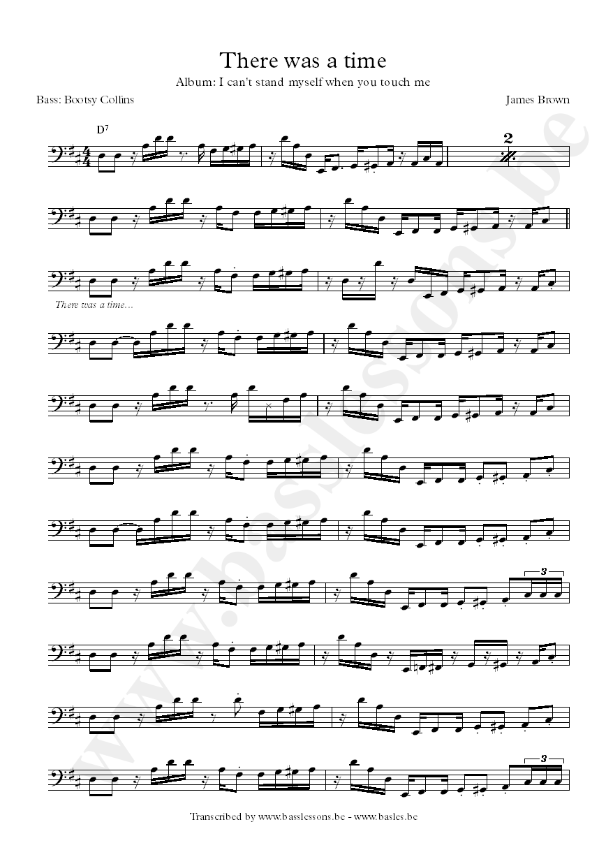 James brown there was a time bass transcription