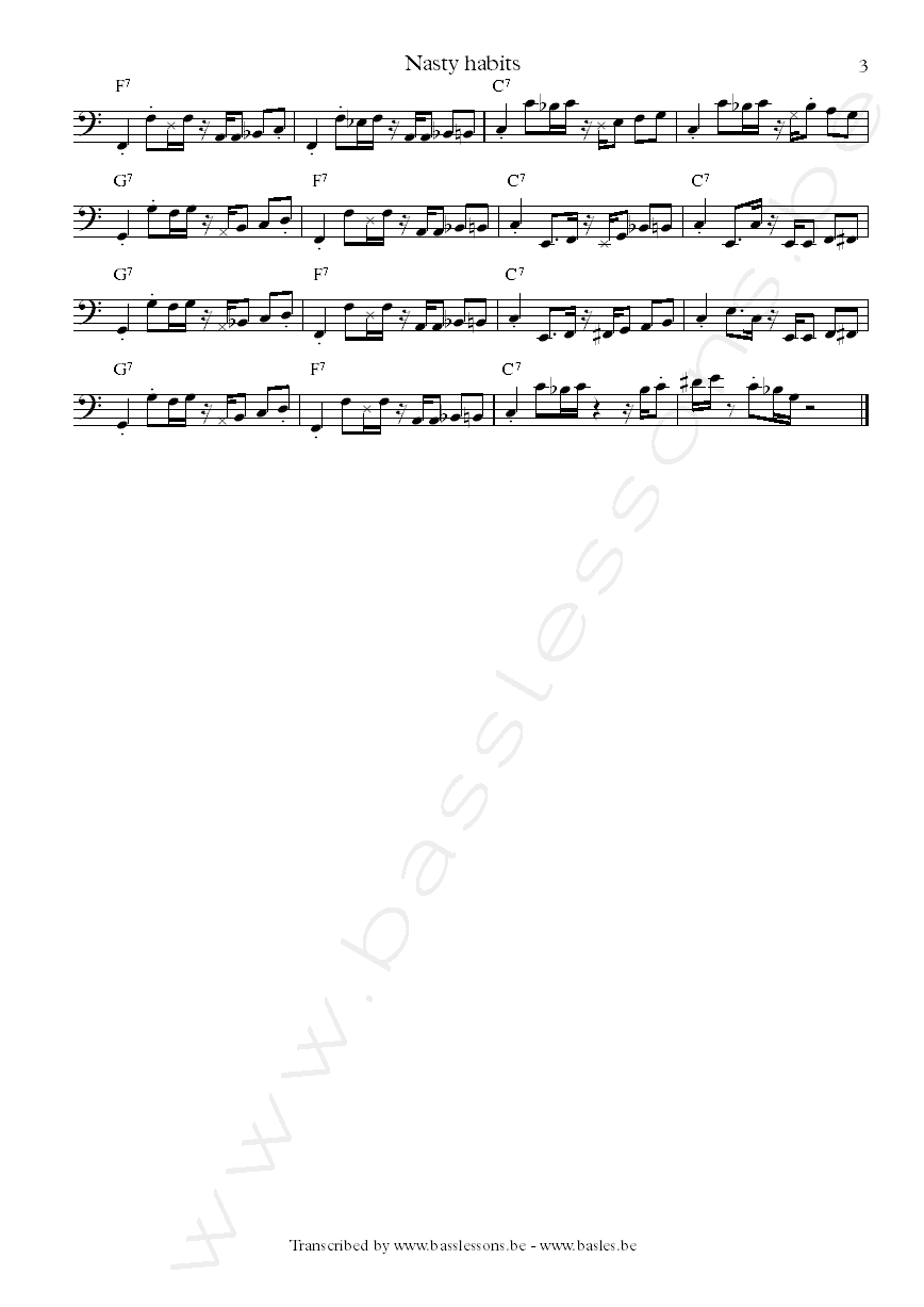 Tommy castro nasty habits bass transcription part 3